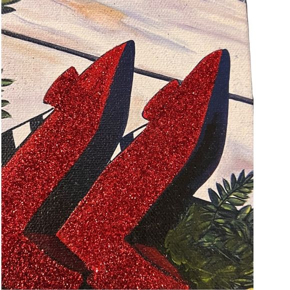 DOROTHY’S RUBY SLIPPERS WIZARD OF OZ SIGNED EMBELLISHED GICLEE ON CANVAS 6”x6” - Picture 6 of 15